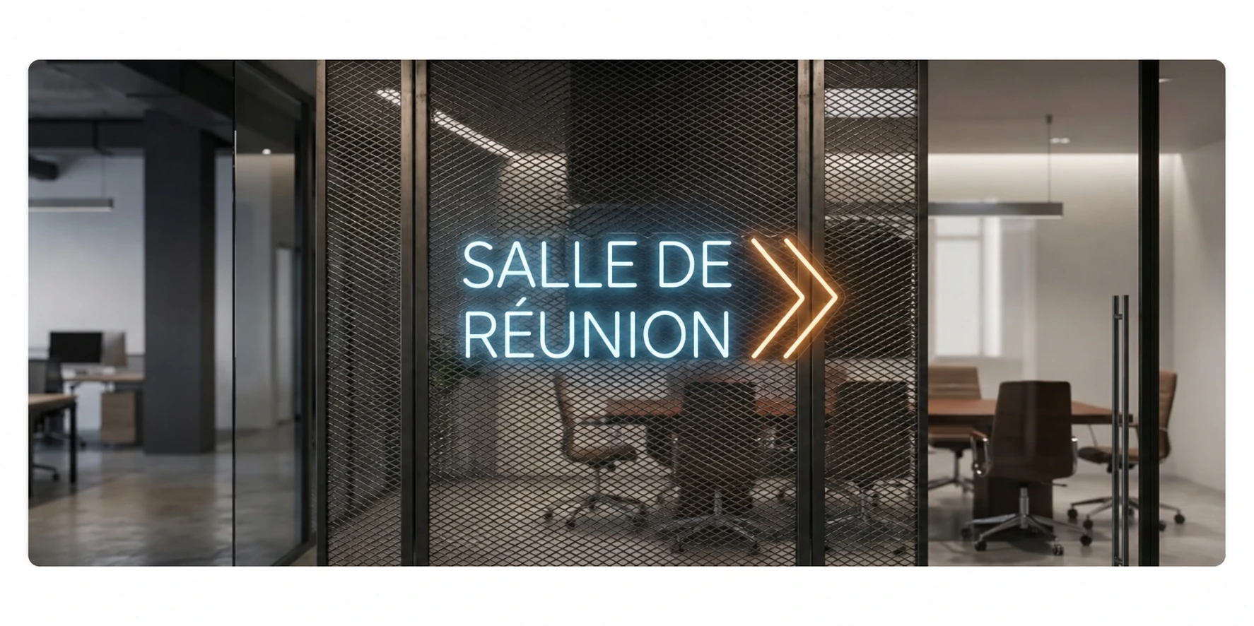 Illustration d’une signalétique lumineuse de salle de réunion