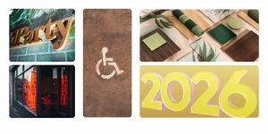 Exemples de matières, de lumière et de signalétique pour la communication visuelle en 2026